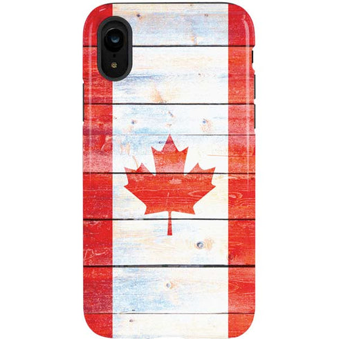 Canada Flag Light Wood iPhone XR Pro Case